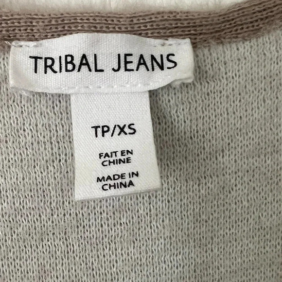 Tribal Vest Beige color Sleeveless Long Length Soft Winter Vest Size Xsmall - Picture 5 of 10